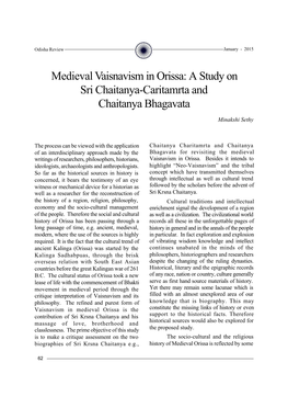Medieval Vaisnavism in Orissa: a Study on Sri Chaitanya-Caritamrta and Chaitanya Bhagavata