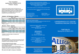 Vainikkala Railway Station Timetables