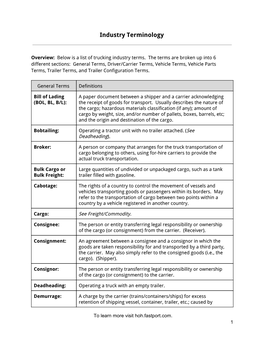 Industry Terminology