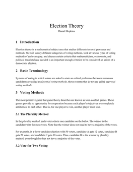 Election Theory Daniel Hopkins