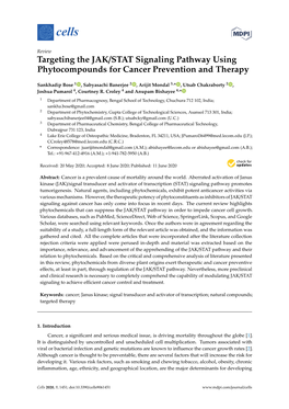 Targeting the JAK/STAT Signaling Pathway Using Phytocompounds for Cancer Prevention and Therapy