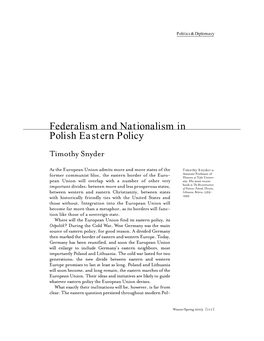 Federalism and Nationalism in Polish Eastern Policy