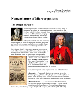 Nomenclature of Microorganisms