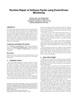 Runtime Repair of Software Faults Using Event-Driven Monitoring