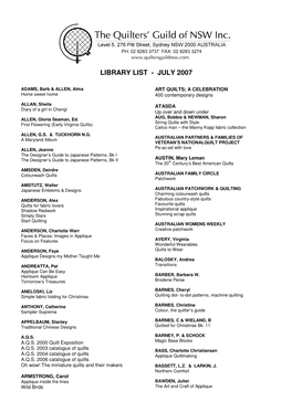 Library List - July 2007