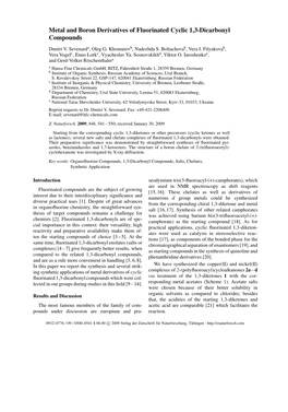 Metal and Boron Derivatives of Fluorinated Cyclic 1,3-Dicarbonyl Compounds