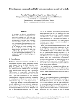 Detecting Noun Compounds and Light Verb Constructions: a Contrastive Study