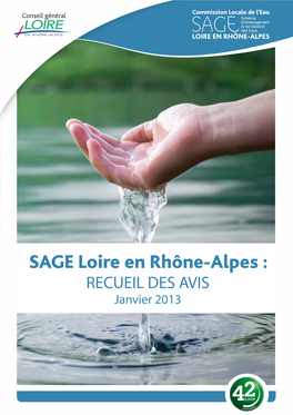 SAGE Loire En Rhône-Alpes : RECUEIL DES AVIS Janvier 2013
