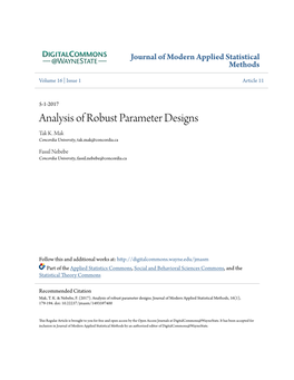 Analysis of Robust Parameter Designs Tak K