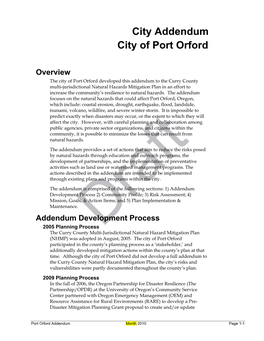 City Addendum City of Port Orford