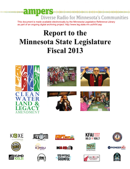 Report to the Minnesota State Legislature Fiscal 2013