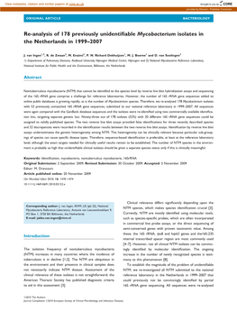 Re-Analysis of 178 Previously Unidentifiable Mycobacterium