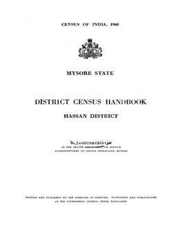District Census Handbook, Hassan