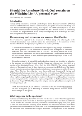 Should the Amesbury Hawk Owl Remain on the Wiltshire List?