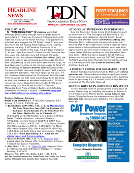 HEADLINE NEWS for Information About TDN, Call 732-747-8060