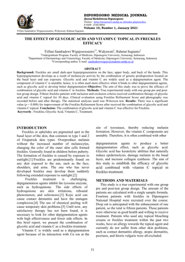 The Effect of Glycolic Acid and Vitamin C Topical in Freckles Efficacy