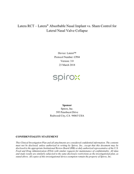 Latera® Absorbable Nasal Implant Vs. Sham Control for Lateral Nasal Valve Collapse