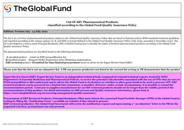 List of ARV Pharmaceutical Products Classified According to the Global Fund Quality Assurance Policy