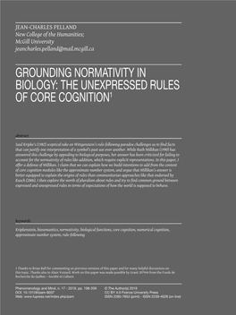 Grounding Normativity in Biology: the Unexpressed Rules of Core Cognition1