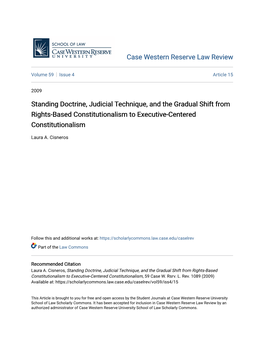 Standing Doctrine, Judicial Technique, and the Gradual Shift from Rights-Based Constitutionalism to Executive-Centered Constitutionalism