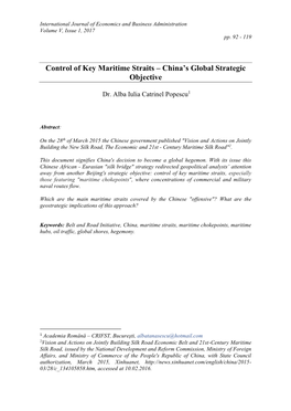 Control of Key Maritime Straits – China's Global Strategic Objective
