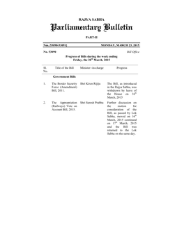 Parliamentary Bulletin