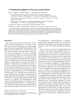 A Chemical Investigation of Pueraria Mirifica Roots