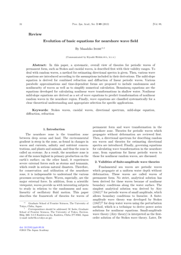 Evolution of Basic Equations for Nearshore Wave Field