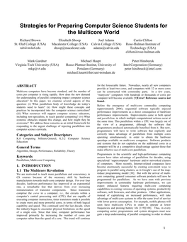 Strategies for Preparing Computer Science Students for the Multicore World