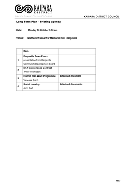 Long Term Plan – Briefing Agenda Item