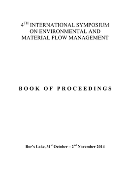 International Symposium on Environmental and Material Flow Management Bookofproceedings