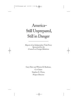 America– Still Unprepared, Still in Danger