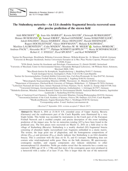 The Stubenberg Meteorite—An LL6 Chondrite Fragmental Breccia Recovered Soon After Precise Prediction of the Strewn ﬁeld