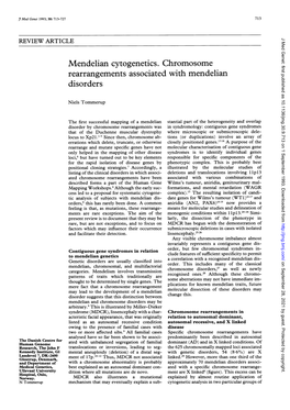 Mendelian Cytogenetics. Chromosome Rearrangements Associated with Mendelian Disorders