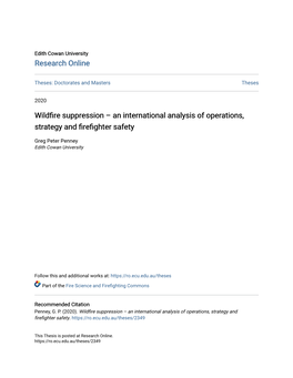 Wildfire Suppression – an International Analysis of Operations, Strategy and Firefighter Safety