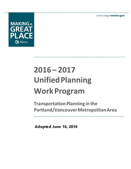 2016 – 2017 Unified Planning Work Program