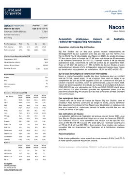 Acquisition Stratégique Majeure En Australie, L'éditeur/Développeur Big