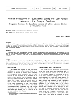 Human Occupation of Euskalerria During the Last Glacial Maximum