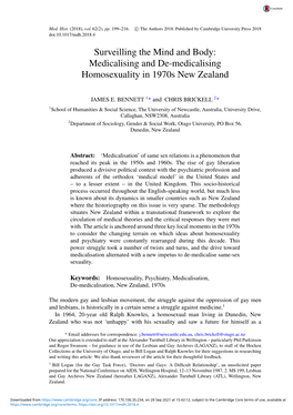 Medicalising and De-Medicalising Homosexuality in 1970S New Zealand