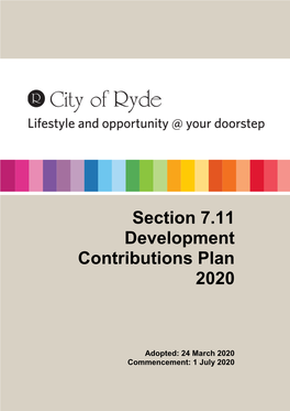 Section 7.11 Development Contributions Plan 2020