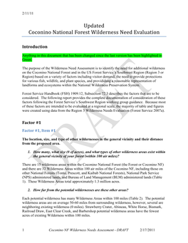 Wilderness Need Assessment Instructions