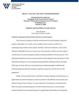 Populism of the Twenty-First Century” Woodrow Wilson International Center for Scholars Washington, D.C