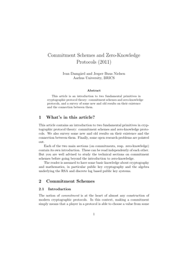 Commitment Schemes and Zero-Knowledge Protocols (2011)