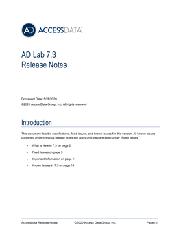 AD Lab 7.3 Release Notes