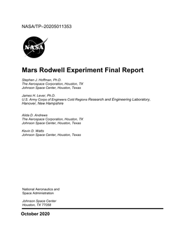 Mars Rodwell Experiment Final Report