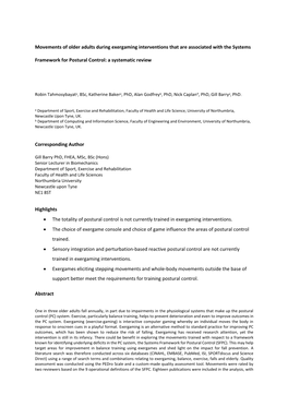 Movements of Older Adults During Exergaming Interventions That Are Associated with the Systems