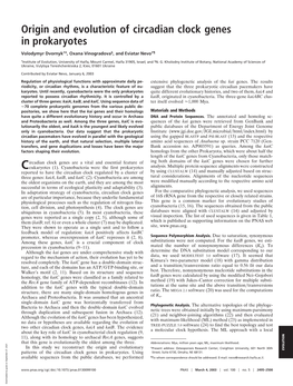 Origin and Evolution of Circadian Clock Genes in Prokaryotes