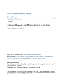 Origins and Development of Teaching Animal Law in Brazil