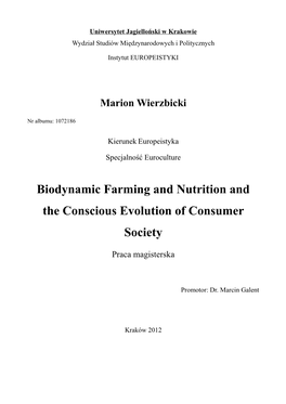 Biodynamic Farming and Nutrition and the Conscious Evolution of Consumer Society