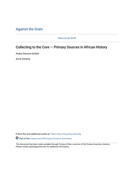 Primary Sources in African History
